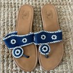 SUNSET’S SWEET TEA SANDALS PALM BEACH BLACK AND WHITE LEATHER SANDALS SIZE 9 Silver Photo 1