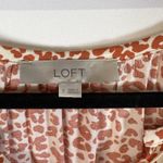 Loft Tie-Waist Casual Dress Long Sleeve Cheetah Print Orange Cream White Women S Photo 4