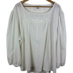 Cato  Eyelet Blouse Size 26/28W White‎ Cutout Boho Cottagecore Peasant Neutral Photo 0