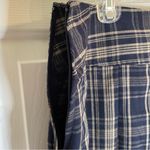 Social Collision Navy Blue Plaid Pleated Skirt With Belt and Side Zipper Size XL Photo 5