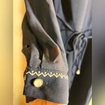 Vintage Navy Blue Dress with White Accents sheer sleeves belt w pearl details M Size M Photo 3