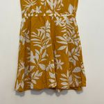 Old Navy Waist Defined V-Neck Dress Mustard Yellow White Floral Cap Sleeve Knee Photo 5