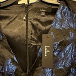 Lulus  Elegant Taste blue and black jacquard long sleeve XS cocktail mini dress Photo 3