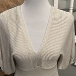 EXPRESS Ivory Shimmer Sweater Puff Sleeve Dress Size Small Photo 1