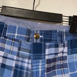 L.L. Bean Size 6 Blue Plaid Patchwork Cotton Zip Up Madras Bermuda Shorts Photo 1