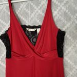 American Vintage VTG Red Babydoll Slip Dress Black Lace Trim Size Large Glam Goth Sexy Holiday Photo 1