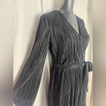 Melonie T Women Fit and Flare Dress Black Long Sleeve accordion pleat NWOT 14 Photo 4