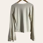 Milly White Cut-Out Flare Long Sleeve Knit Pullover Sweater Top Size M Photo 6