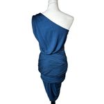 Halston Heritage One Shoulder Draped Ruched Mini Cocktail Dress XS Holiday Party Photo 2