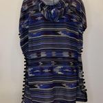 Anthropologie Rafi & Ro hooded poncho top pom pom detail Aztec southwest print S/M Photo 5