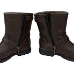UGG  Australia Women 1971 Brown Leather Biker Boots Size 3 shearling lining Photo 13