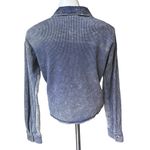 Mystree NWT,  Cotton Waffle Knit Cropped Top in Acid Wash Blue, Sz S Photo 3