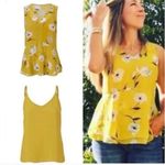 CAbi Simone Dazzle 3782 Cami Lined Floral Print Peplum 2 Pc Blouse Yellow size S Photo 1