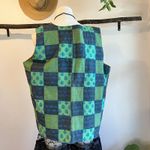 Handmade Cotton Arch Green Square Patchwork Open Style Vest Top Size Medium Blue Photo 4