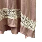 Honey Punch Dusty Pink Lace Detail Cuffed Short Sleeve A Line Scoop Neck Top XS Photo 7