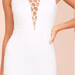 Lulus NWT Lavish Lattice Bodycon Dress in White Size Small Photo 0