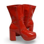Dream Paris Dream Pairs Women Mid Calf Gogo Platform Boots Block Heel Square Toe Red 8.5 Photo 3