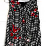 EXPRESS Women's Portofino Shirt Small Sleeveless Floral Black 3/4 Button Sheer Photo 0