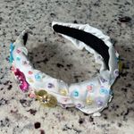 Brianna Cannon Satin/Silk Headband with Hand Sewn Beads Flowers Feminine New White Photo 1