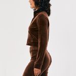 Hollister Chocolate Brown Velour Long Sleeve Cropped Jacket Size XS Photo 1