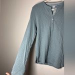 Carbon 2 Cobalt Cotton Ribbed Textured Henley Blue Long Sleeve Shirt Small Photo 6