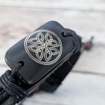 Leather? Tie Bracelet with Celtic Like Charm Black Photo 3