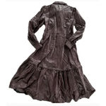 Nicholas Dress Womens 6 Brown Larisa Faux Leather Midi Button Front Ruffle Hem Photo 5