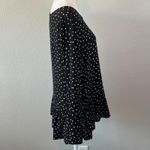 Loft  Polka Dot Long Sleeve Blouse Ruffle Hem Black/Ivory Size XS Photo 1