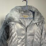 Michael Kors Silver Puffer Coat with Faux Fur Collar Photo 6