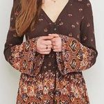 Urban Outfitters  Ecote Helena Romper Small Brown Floral Boho Bell Sleeve Photo 1