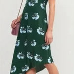Maje  Rowers Imprime Green Floral‎ Midi Asymmetrical Hem Lace Neck Dress Size 1 Photo 0