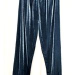 Turquoise Teal Blue Velour Velvet Straight Leg Lace Trim Elastic Pajama Pants Size 2X Photo 0