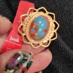 *5/$25 Sale* Vintage refurbished Santa fe Southwestern Faux Jaspar post earrings Gold Photo 2