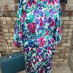 Adonna robe satin floral purple teal pink Photo 0