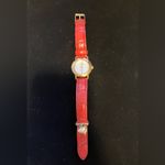 Alessandra Olla Gold Tone Watch Heart Charm Red Leather 5" to 6.25" Photo 1