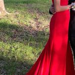 B Darlin Red One Shoulder Prom Formal Dress Photo 8