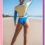 Free People Atmosea Amanda Djerf spring wetsuit surf crop vest and briefs XS set Photo 10