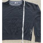 Gap  Women’s Black Crewneck Cropped Sweatshirt w Zippers On Each Side at Hem - PM Photo 3