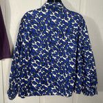 Sandro  Blue and White Print Women’s Big Button  Blazer Size 1X EUC Photo 4