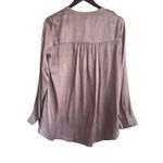 H&M Women Top 10 Taupe High Low Hem Satiny Gather Accent Disco Retro Y2K Flowy Photo 2
