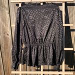Self Esteem Satin shiny Faux wrap black leopard top Blouse S Photo 4