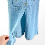 60s Vintage Blue A Line Sleeveless Tunic Open Front Shirt Dress Nautical Buttons Size M Photo 1