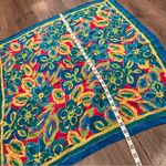 Vtg HONEY Bright Multicolor Floral Silk SIGNED SCARF Japan Preppy Career Spring Blue Photo 7