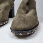 Forever 21 Suede Boots Womens 7 Green Leather Gold Rivets Block Heel Zipper New Photo 10