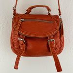 GAL Orange Faux Leather Retro Flap Over Dual Buckle Crossbody Saddle Bag Purse Photo 3