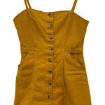 Divided H&M Women's 10 Mustard Yellow Button Front Mini Dress Sleeveless Y2K Photo 0