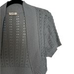 Arizona Vintage Crochet Knit Open Cardigan Cropped Shrug Boho Y2K Cottage Gray Size S Photo 3