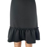 Karl Lagerfeld Women's Black Ruffle Hem Zipper Knee Length Mini A-Line Skirt 10 Photo 0