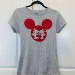 Disney Mickey and Minnie Mouse Heart Tee - Women Size XL - Gray and Red Metallic Photo 0