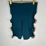 Savage X Fenty Rihanna Sport Shorts Small Teal Cutout Gold X Hardware NWT Blue Photo 1